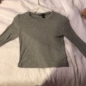 Grey Long Sleeve Crop Top